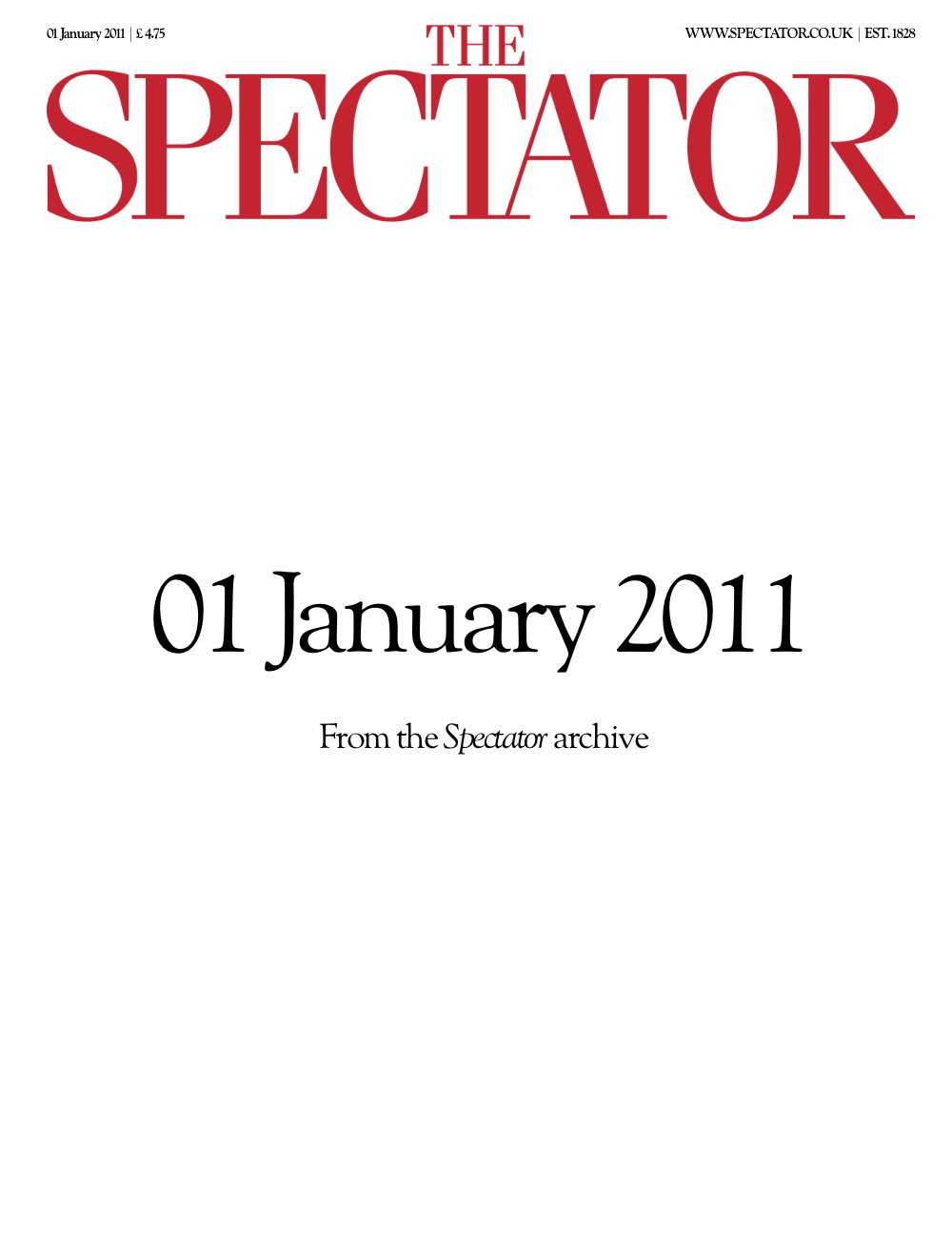 01 January 2011 | The Spectator